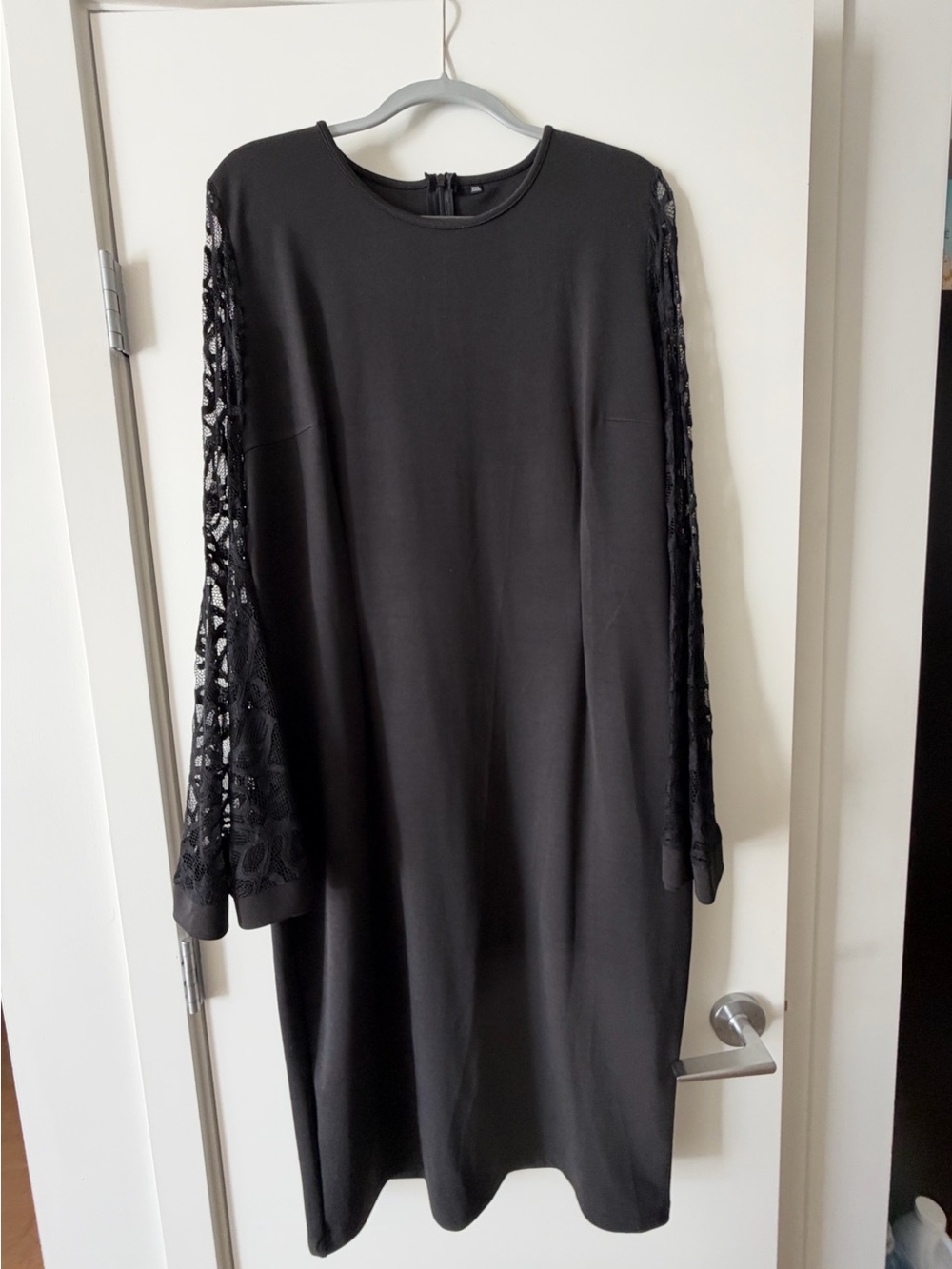 Black Lace-Sleeve Shift Dress - Women